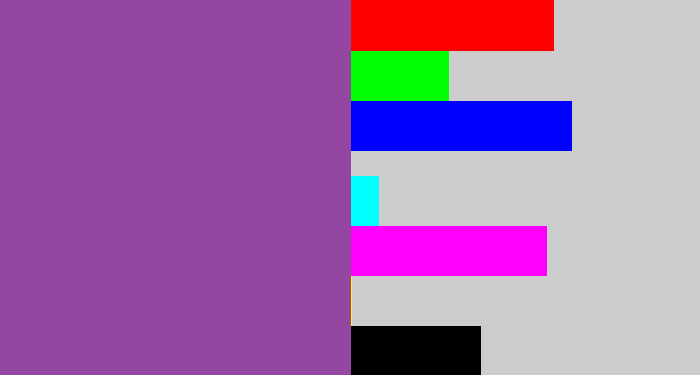 Hex color #9347a0 - medium purple