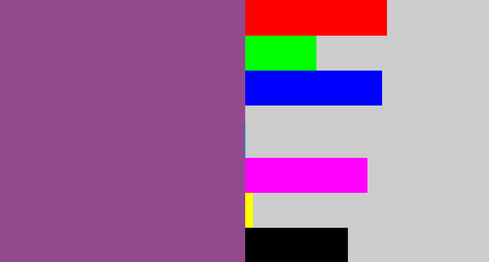 Hex color #93498e - purplish