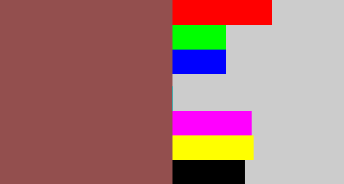 Hex color #934f4e - light maroon