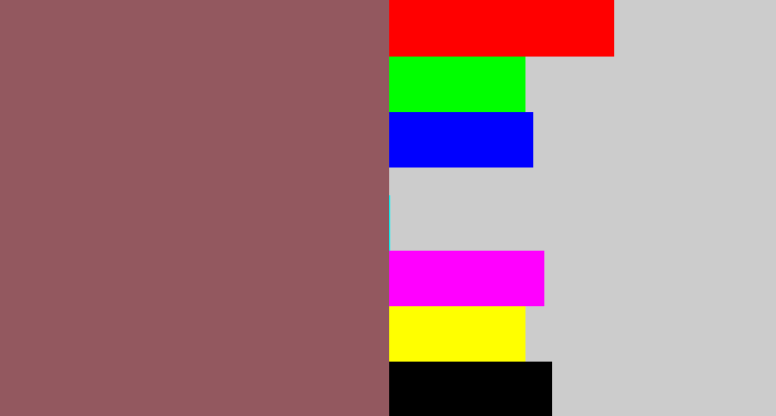Hex color #93585f - dark mauve