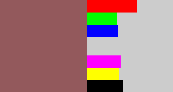Hex color #93595c - dark mauve