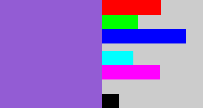 Hex color #935cd4 - purpley