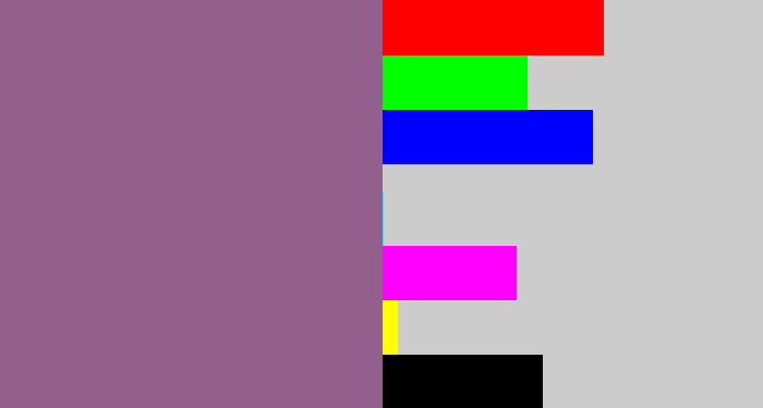 Hex color #93608d - purplish