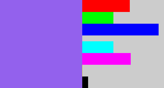 Hex color #9361ed - purpley