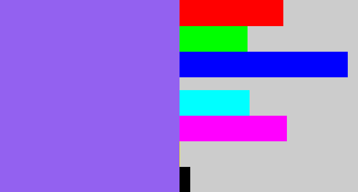Hex color #9361f0 - lighter purple