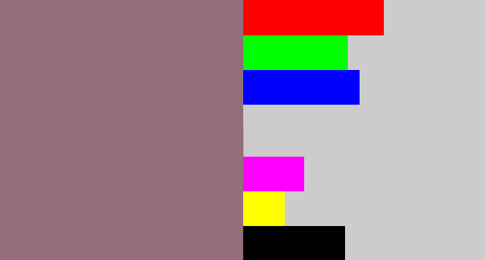 Hex color #936e7a - reddish grey