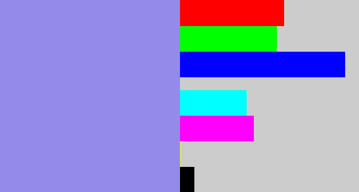 Hex color #938aea - perrywinkle
