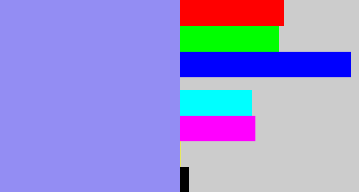 Hex color #938df3 - lavender blue