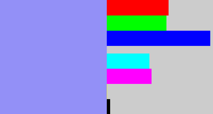 Hex color #9390f7 - periwinkle blue