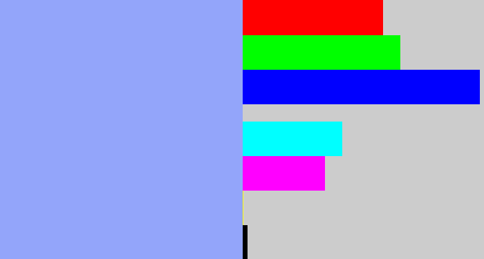 Hex color #93a5fa - periwinkle blue