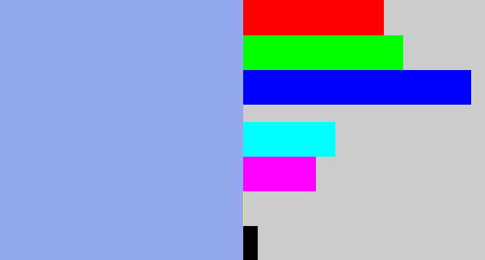 Hex color #93a8ef - periwinkle blue
