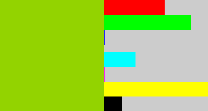Hex color #93d300 - slime green