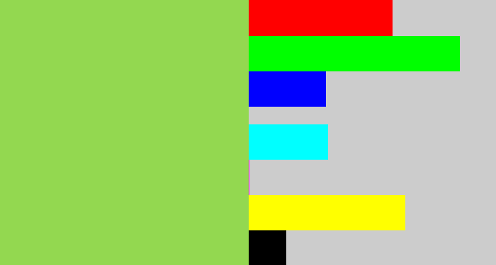 Hex color #93d850 - kiwi green