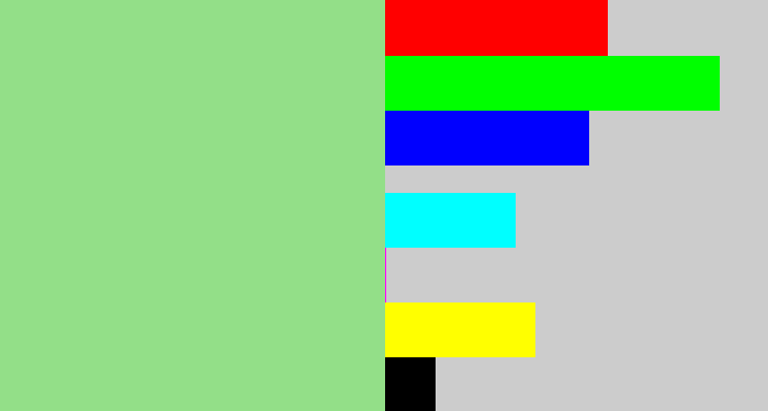 Hex color #93df88 - light green