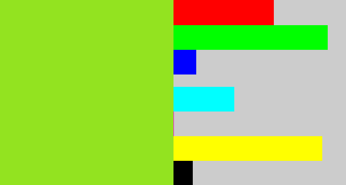 Hex color #93e320 - yellowish green