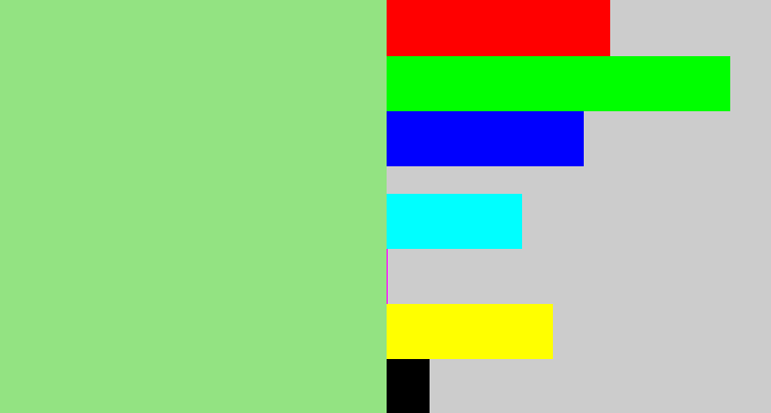 Hex color #93e382 - light green