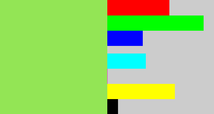 Hex color #93e555 - kiwi