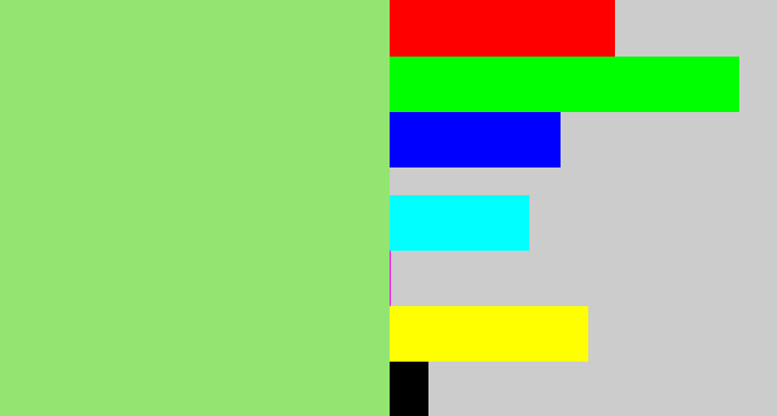 Hex color #93e571 - light green