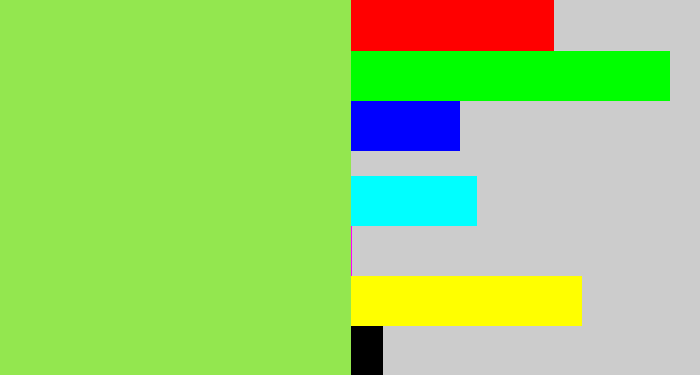 Hex color #93e74f - kiwi green