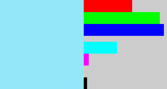 Hex color #93e7f6 - robin's egg blue