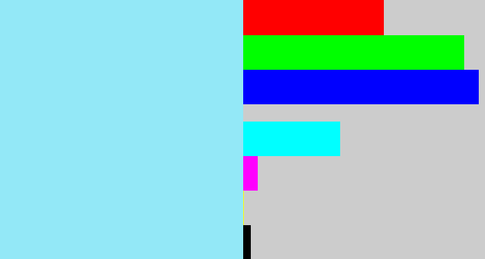 Hex color #93e8f7 - robin's egg blue