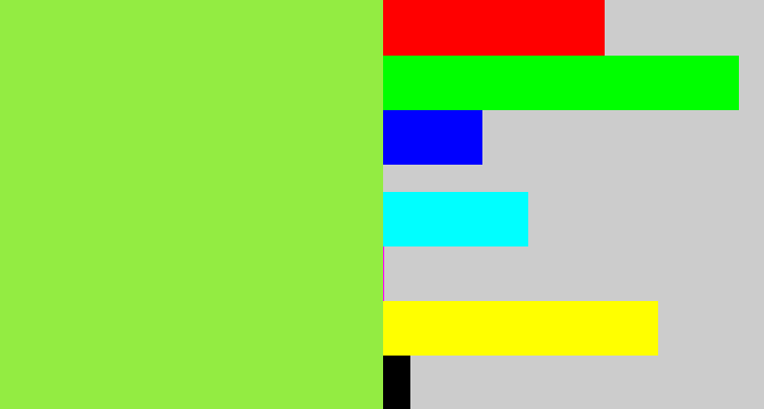 Hex color #93ec42 - kiwi green