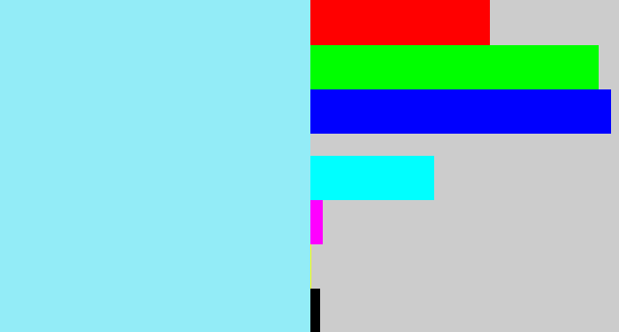 Hex color #93ecf7 - robin's egg blue