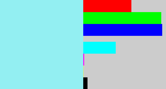 Hex color #93eff2 - robin's egg blue