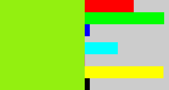 Hex color #93f010 - acid green