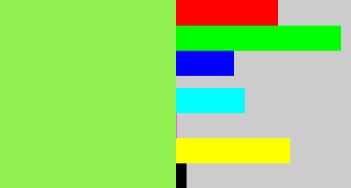 Hex color #93f053 - kiwi