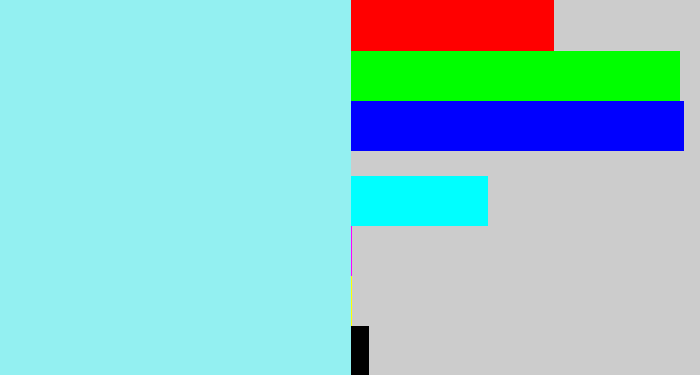 Hex color #93f0f1 - robin's egg blue
