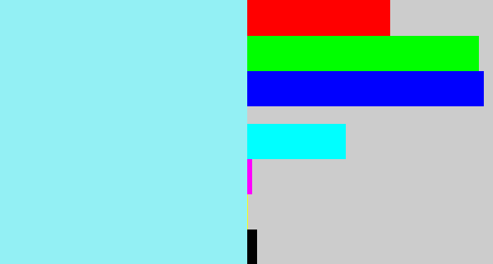 Hex color #93f0f4 - robin's egg blue
