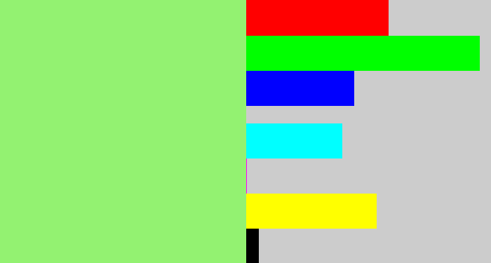 Hex color #93f271 - light green