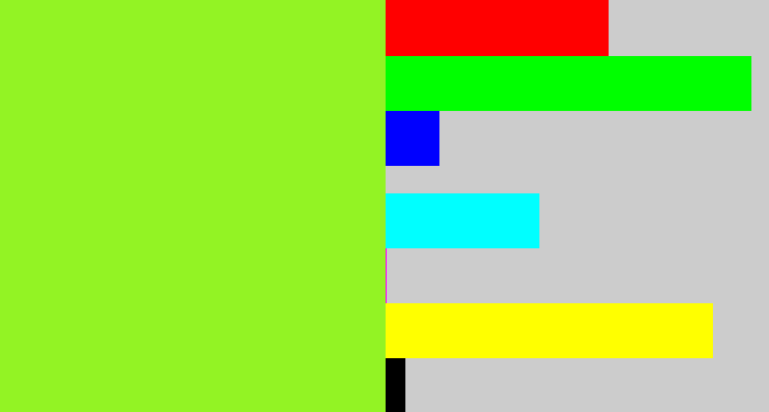 Hex color #93f324 - acid green