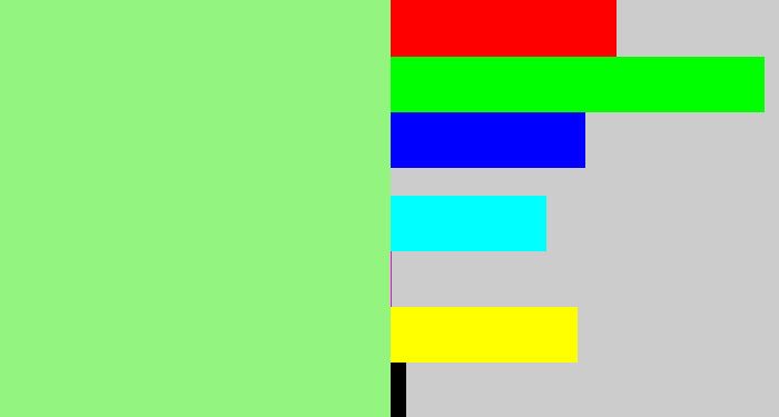 Hex color #93f47f - light green