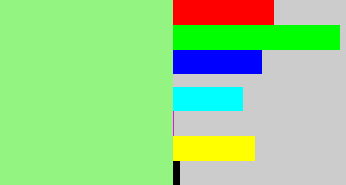 Hex color #93f481 - light green
