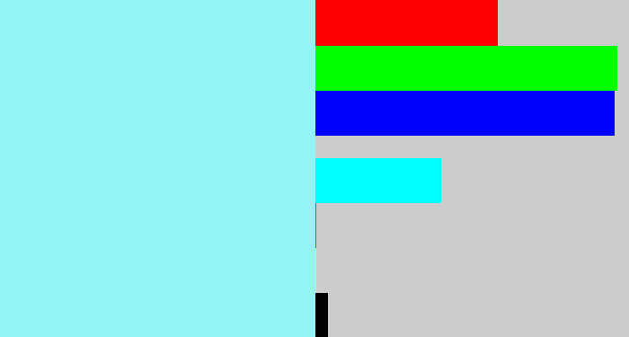 Hex color #93f4f3 - robin's egg blue