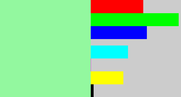Hex color #93f89f - mint green