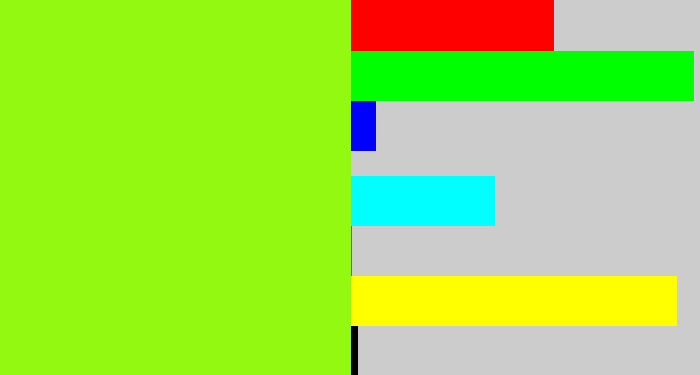 Hex color #93f911 - acid green