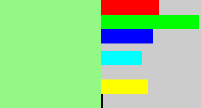 Hex color #93f984 - light green