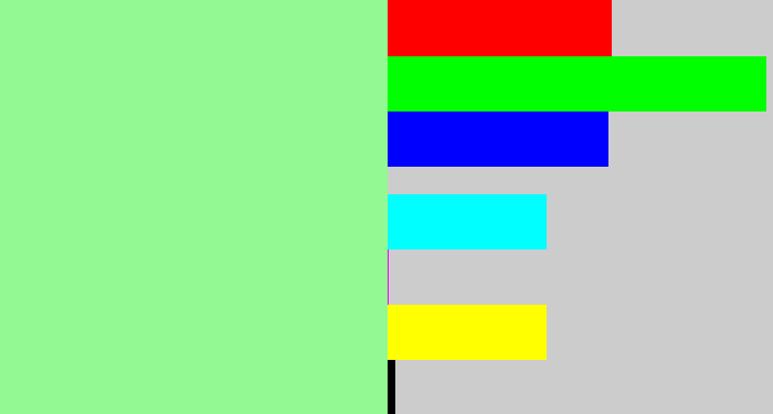 Hex color #93f992 - mint green