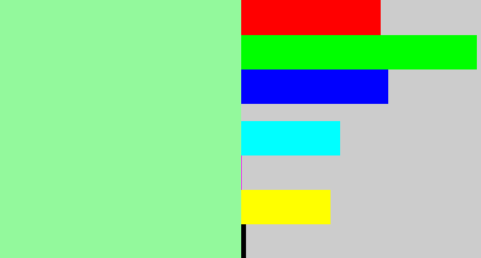 Hex color #93f99c - mint green