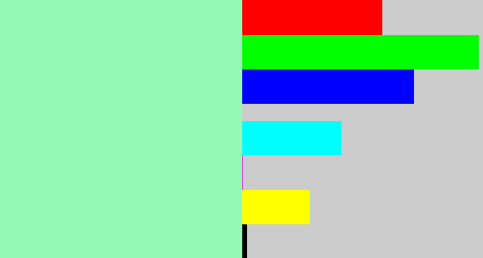 Hex color #93f9b4 - light sea green