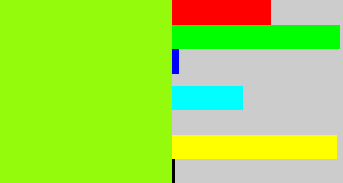 Hex color #93fb0b - acid green