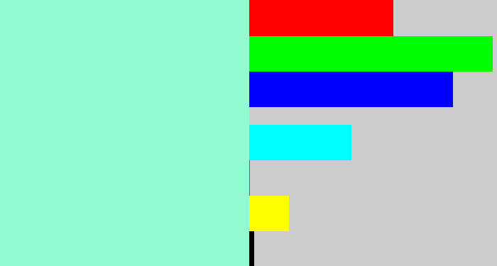 Hex color #93fbd2 - light aqua