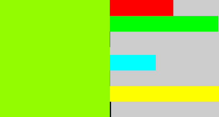 Hex color #93fc01 - acid green