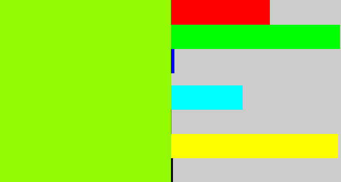 Hex color #93fc04 - acid green
