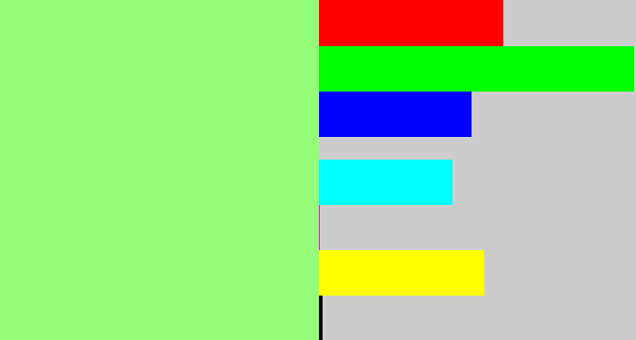 Hex color #93fd7a - light green