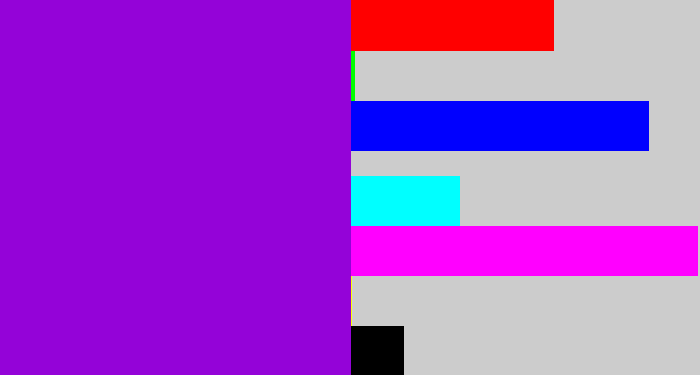Hex color #9403d8 - violet