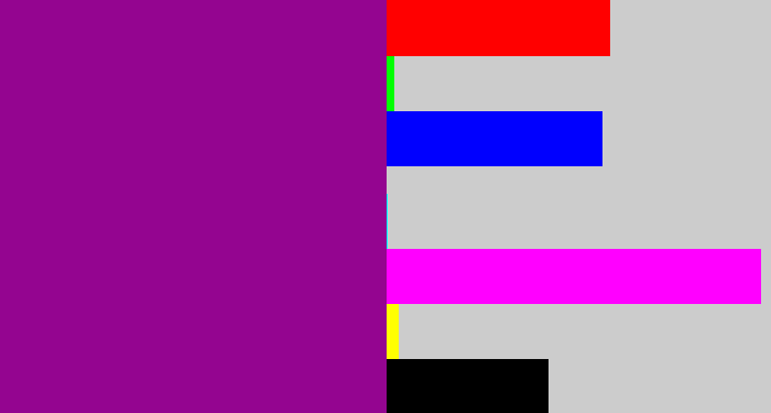 Hex color #940590 - barney purple